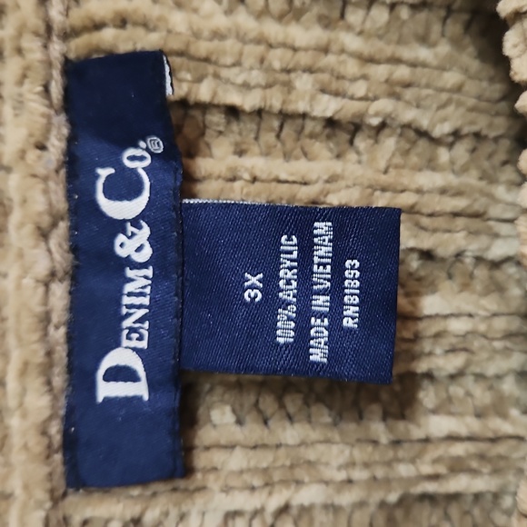 Denim & Co. Sweater Size 3X Tan Waffle Pattern - Picture 2 of 8